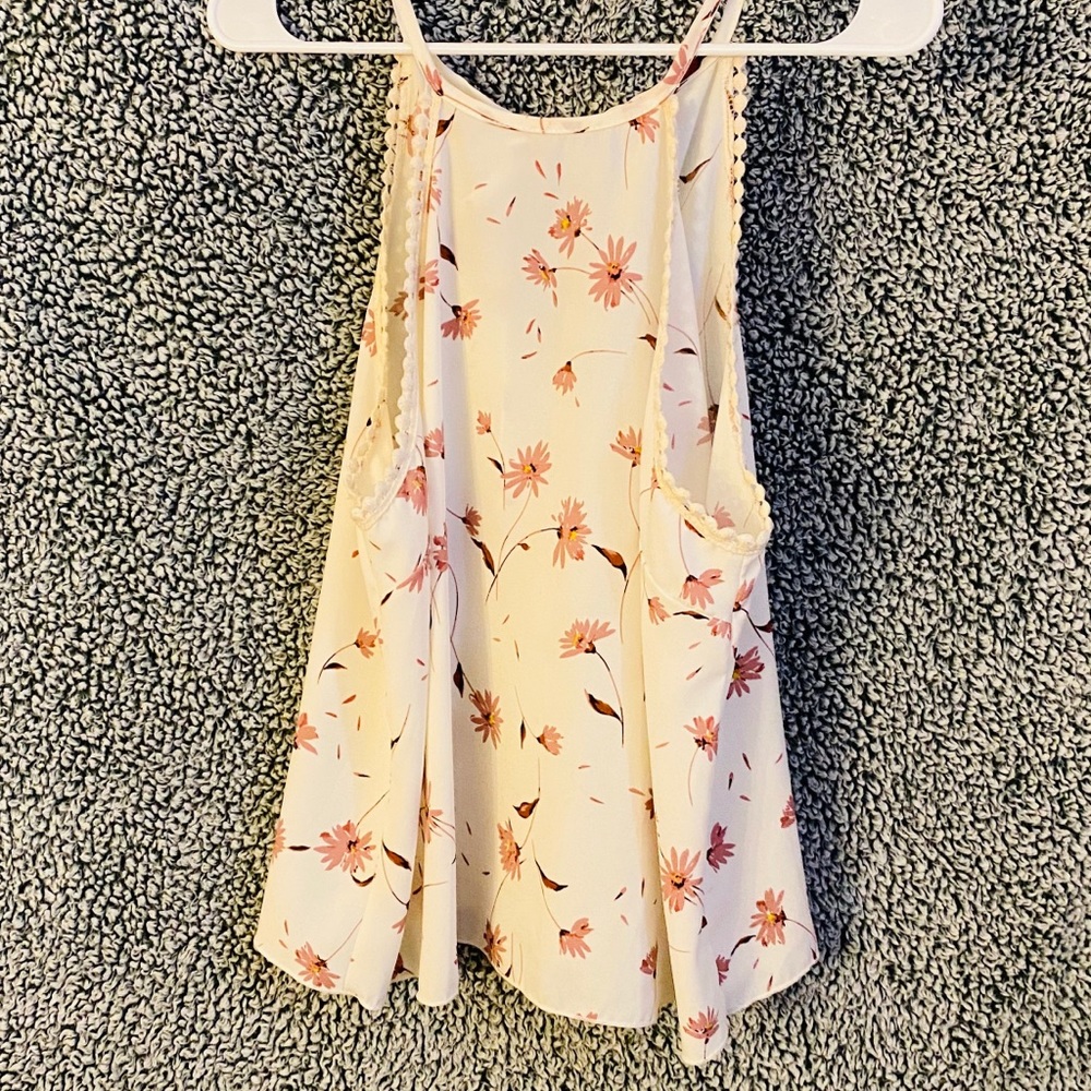 Shear floral tank top
